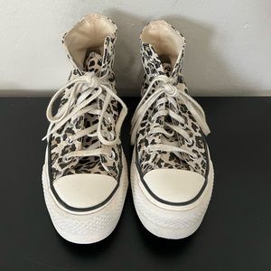 Platform Hightop Converse in Leopard Print